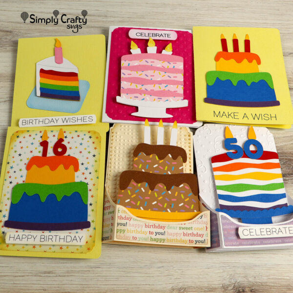 Birthday Cakes Card Set SVG