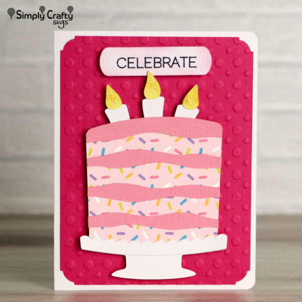 Pink Birthday Cake Box Card SVG