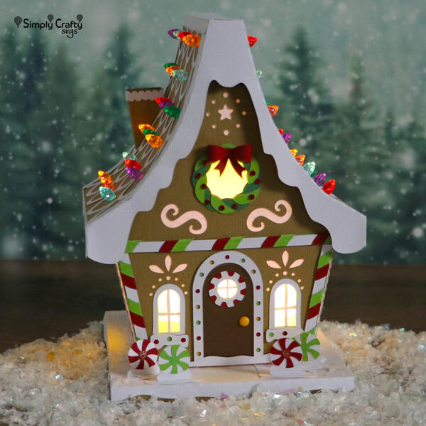 3D Glowing Gingerbread House SVG