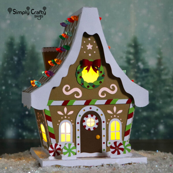 3D Glowing Gingerbread House SVG