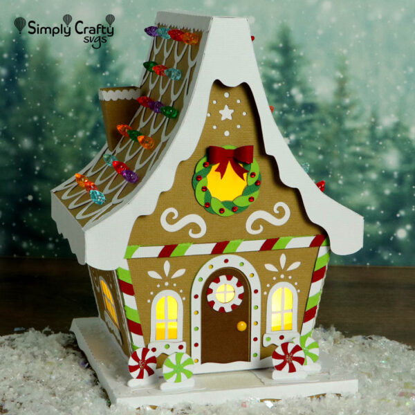 3D Glowing Gingerbread House SVG