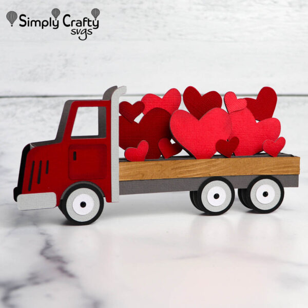 Flatbed Truck Hearts Card SVG