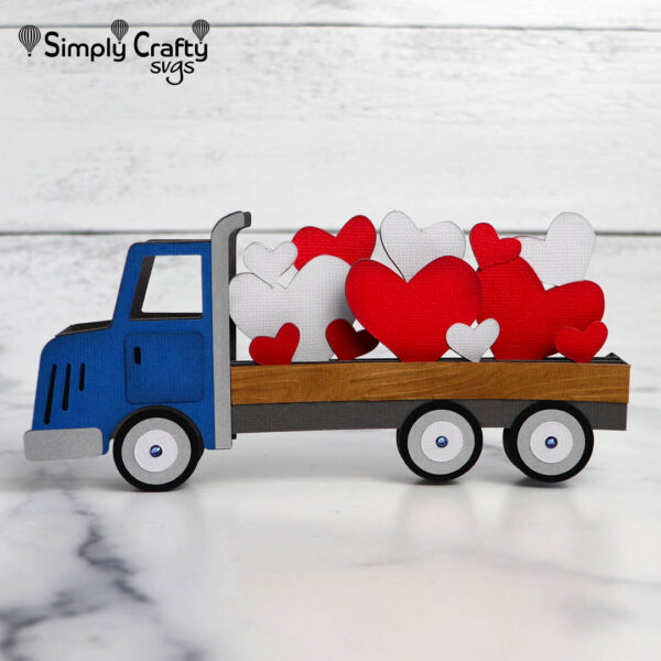 Flatbed Truck Hearts Card SVG