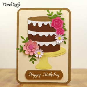 Birthday Cake with Flowers Card SVG