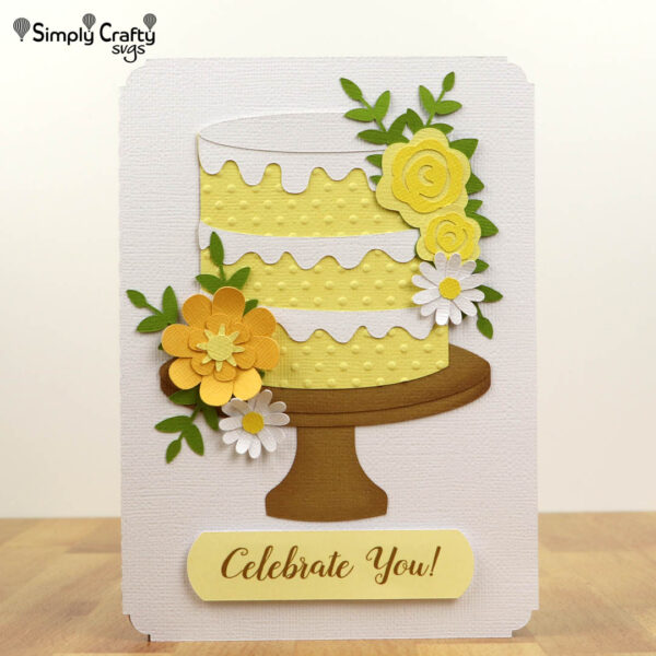 Birthday Cake with Flowers Card SVG