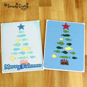 Fish Christmas Tree Card SVG